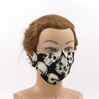 Mund-Nasen-Behelfsmaske - Frauen - Schwarz mit Totenkpfen