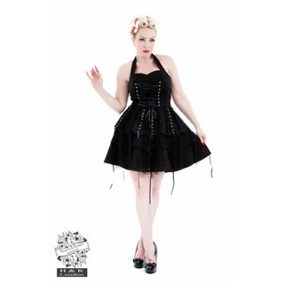 H & R - Minikleid - schwarzes Minikleid mit Schnrung und Bndern